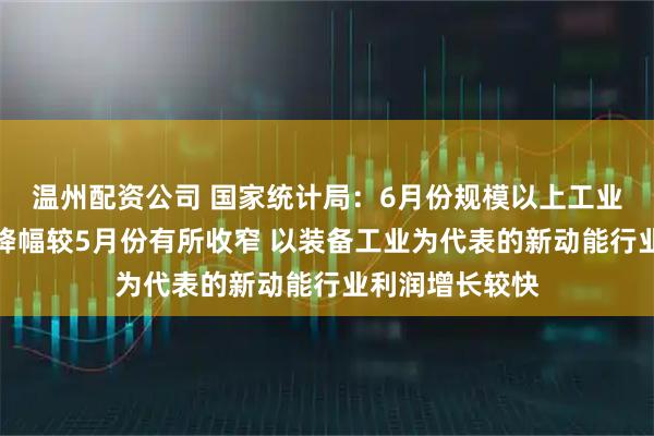 温州配资公司 国家统计局:6月份规模以上工业企业利润同比降幅较5月份有所收窄 以装备工业为代表的新动能行业利润增长较快